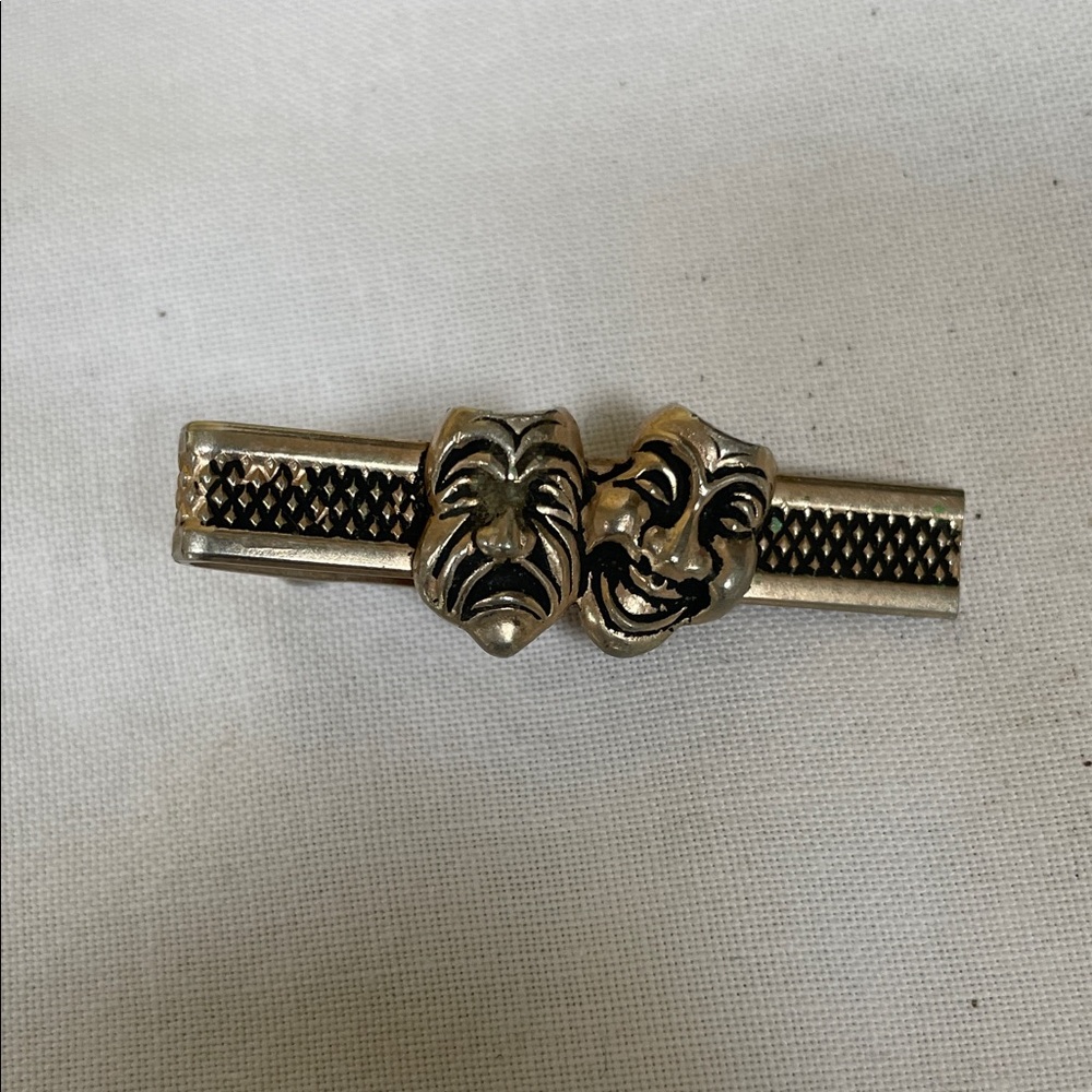 Vintage Theater Mask Tie Clip Drama faces